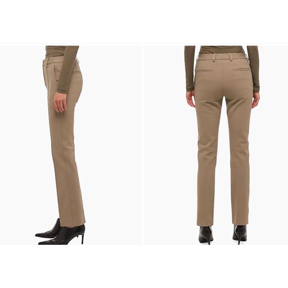 Helmut Lang Pleated Stretch Ponte Slim Pants Taupe NWT 398 Sz 2